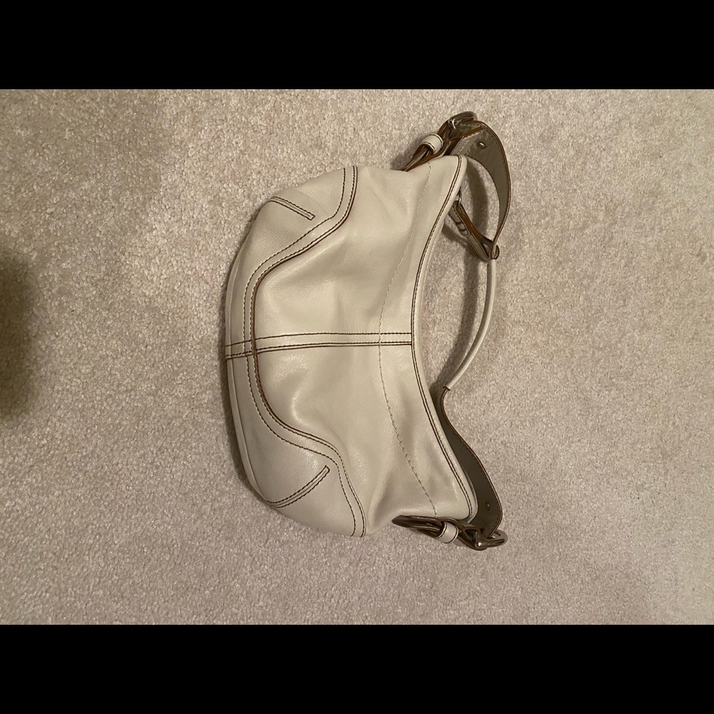 White leather coach purse